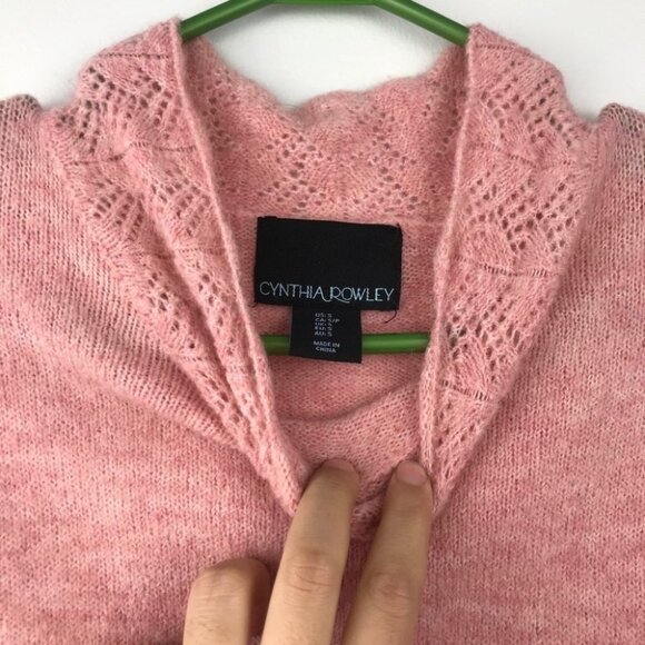 Cynthia Rowley  Coral Mock Neck long sleeve Wool Sweater Women size S - Picture 9 of 13